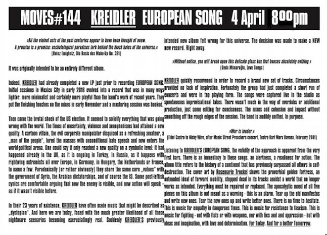 KREIDLER EUROPEAN SONG MOVES#144 Image Movement Berlin record launch